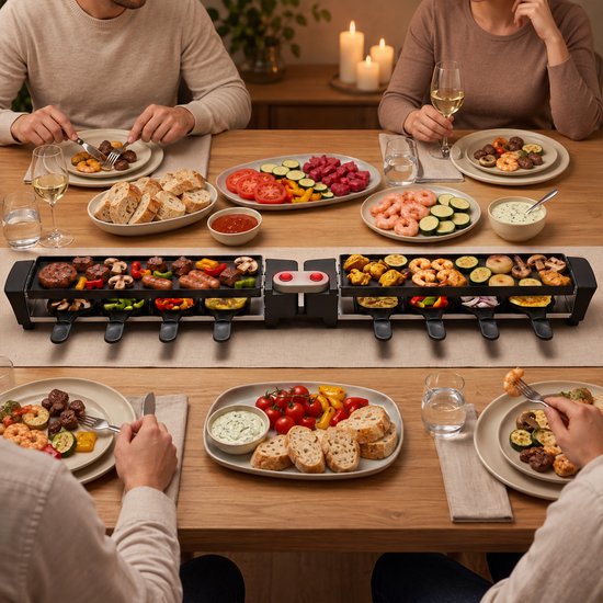Emerio Raclette Grill - Gourmet - 8 Pannetjes en spatels - ILAG coating - Anti-slip voetjes - Aluminium Grillplaat - 40,6 x 10 cm - RG-132098.2 — afbeelding 4