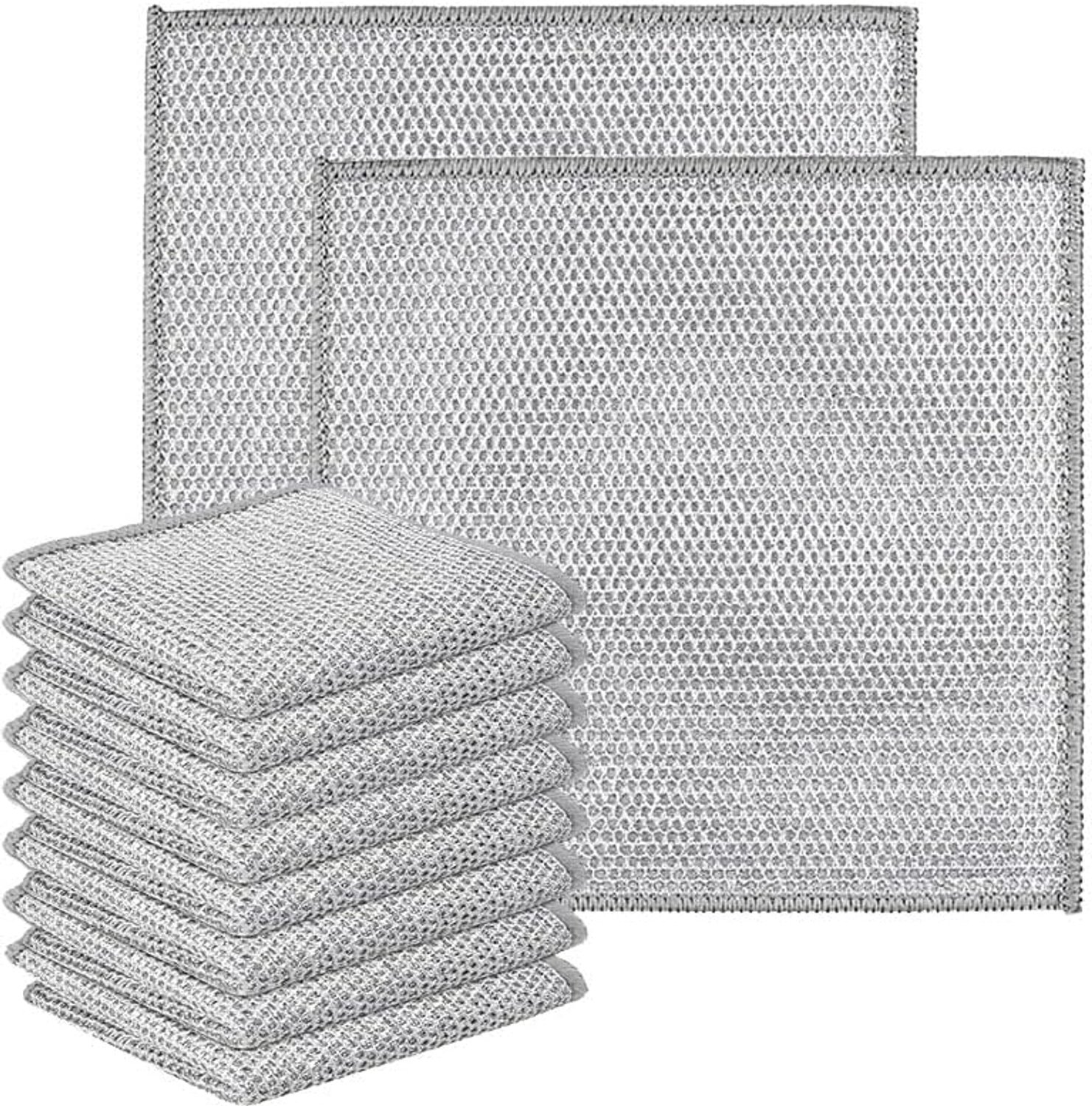 Vaatdoeken - 10 stuks - 30×30 cm - schoonmaakdoekjes - Tweelaagse metalen vaatdoek - Doekjes draadvaatdoek - Schoonmaakdoekjes - Reinigingsdoekjes - keukenhanddoeken - Raamdoeken - Herbruikbaar - zachte zonder krassen