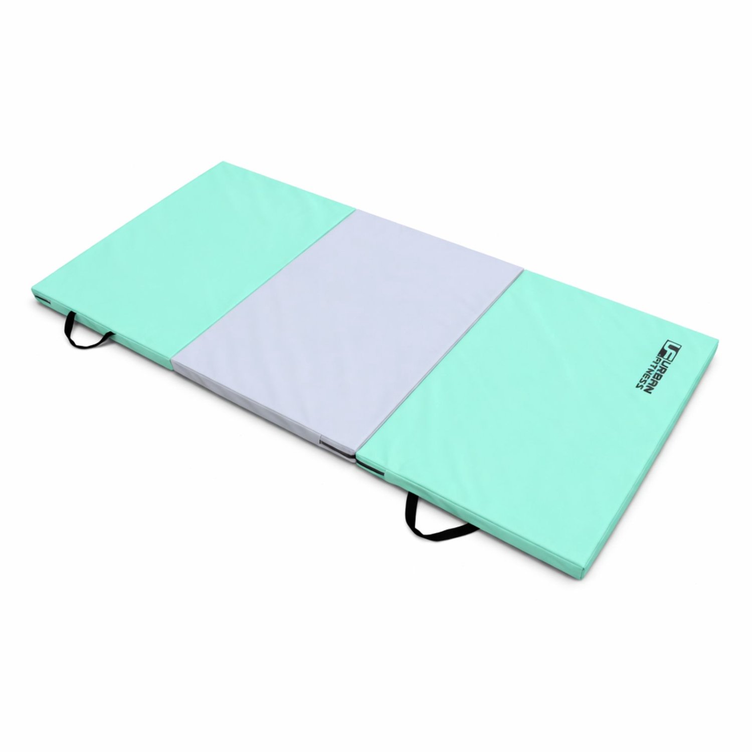 Urban Fitness Gymnastics Tri Fold Mat - Mint Green/Grey - 185cm x 95cm x 5cm.