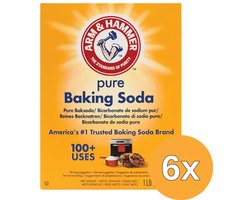 Baking Soda 6-pack Arm & Hammer - Baksoda - Poeder schoonmaken - Schoonmaaksoda - Voordeelverpakking - Natriumbicarbonaat - Bicarbonaat - Bicarbonate - Zuiveringszout - Bakpoeder - Baking Powder