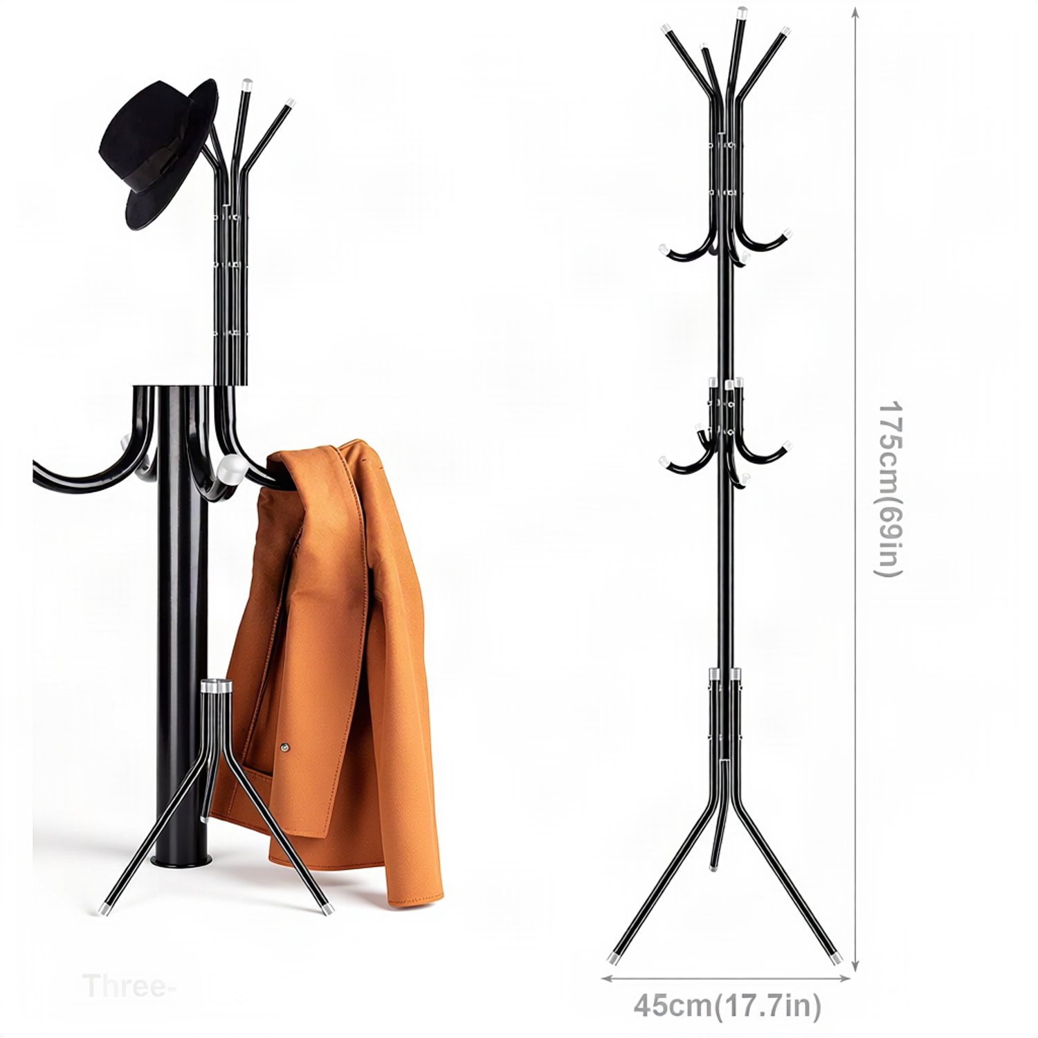 Happiq Kapstok - Voor Kantoor of Slaapkamer - Creatieve Verticale Hangers - Metaal Zwart