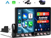 Boscer 1 Din Autoradio met Scherm - Draadloos Apple CarPlay & Android Auto - 7 Inch HD Touchscreen - Android 15 - 6+128GB - GPS Navigatie, WiFi & Bluetooth - Achteruitrijcamera & Microfoon