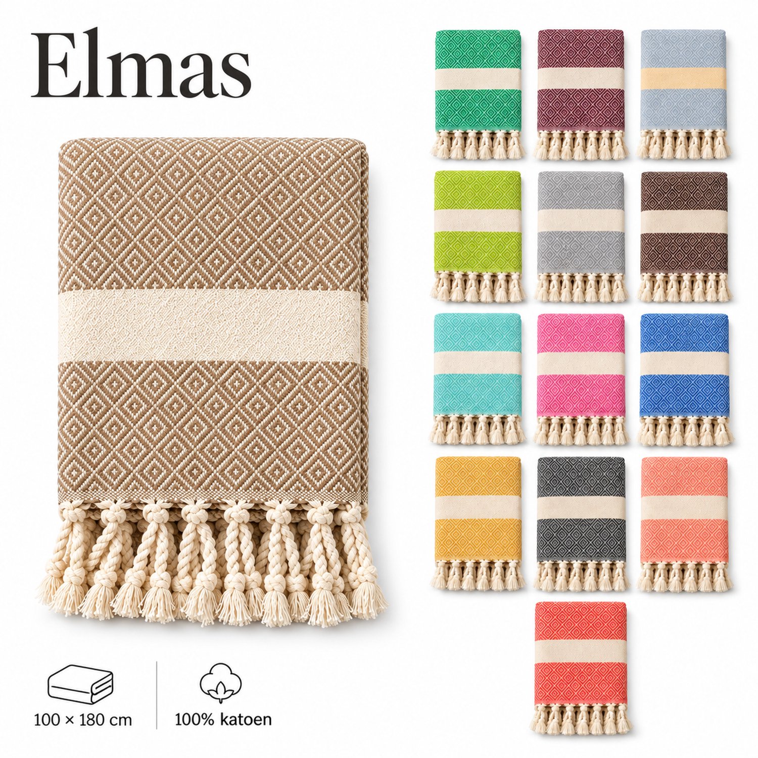 100% Natuurlijke Katoenen Elmas Peshtemal Badhanddoek Turkse Handdoek Hammam Strandlaken