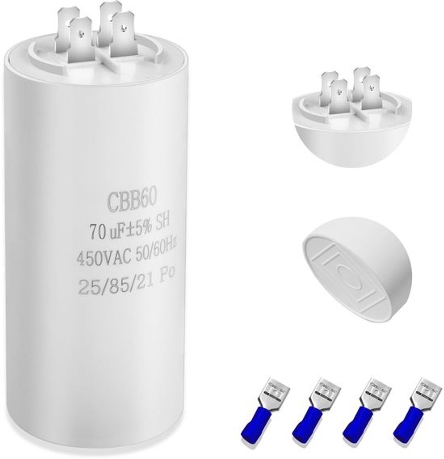 Iruihoo CBB60 70UF motorcondensator - Startcondensator met stekker, 450 V, 50/60 Hz