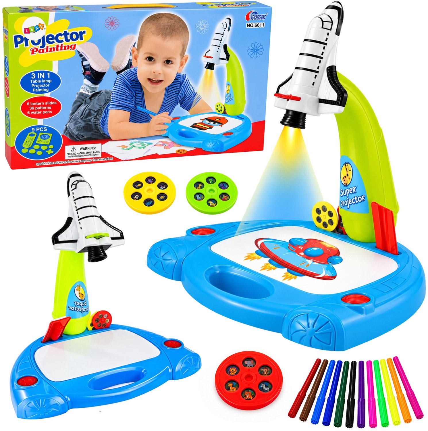 Projector schilderij vliegtuig kinderen creatieve set lantaarnplaten 36 patronen