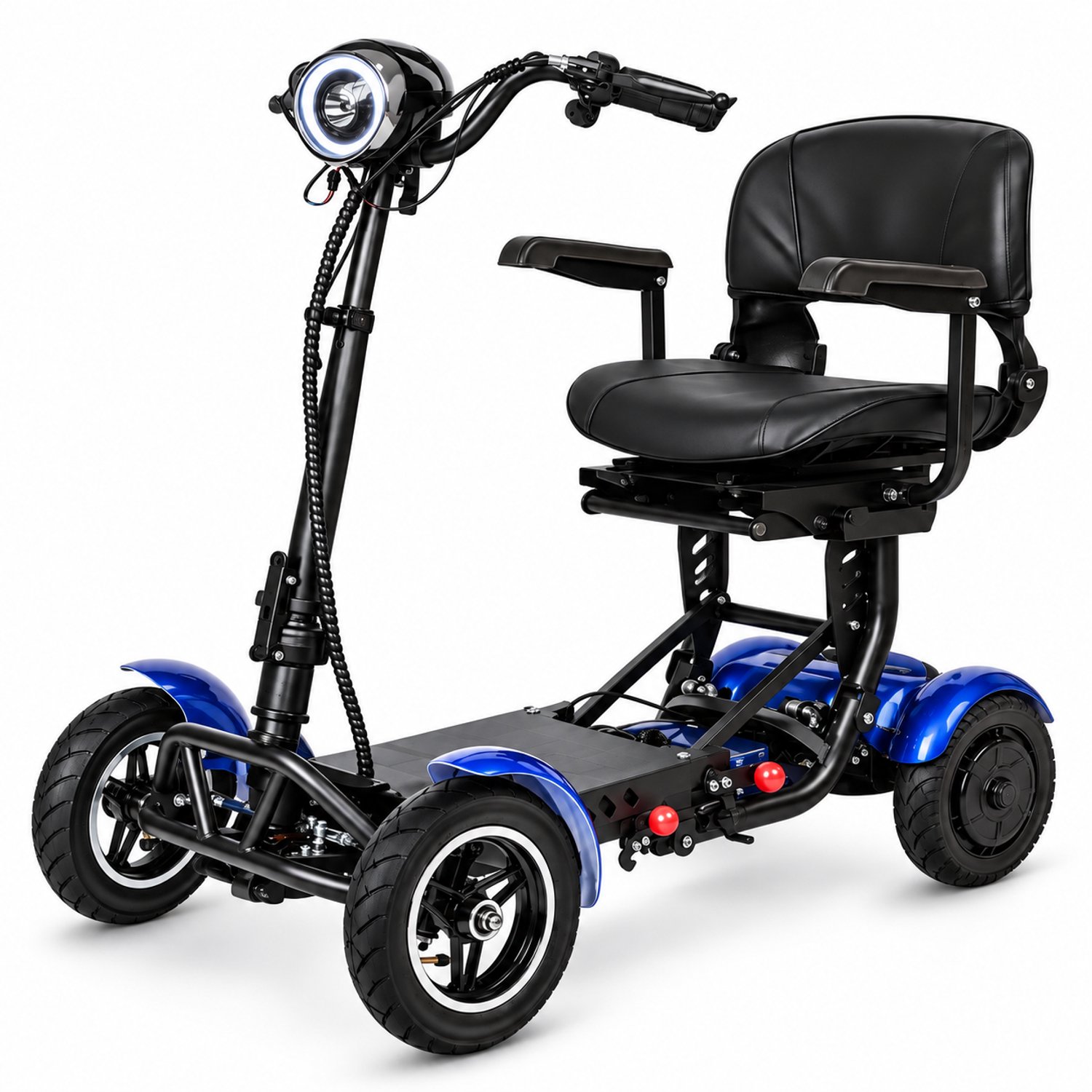 DPLUNIQ Scootmobiel - Scooter - Rolstoel - Opvouwbaar - Elektrisch - 4 Wielen - 50km - <25 km/u - Eenvoudig Transport - Blauw