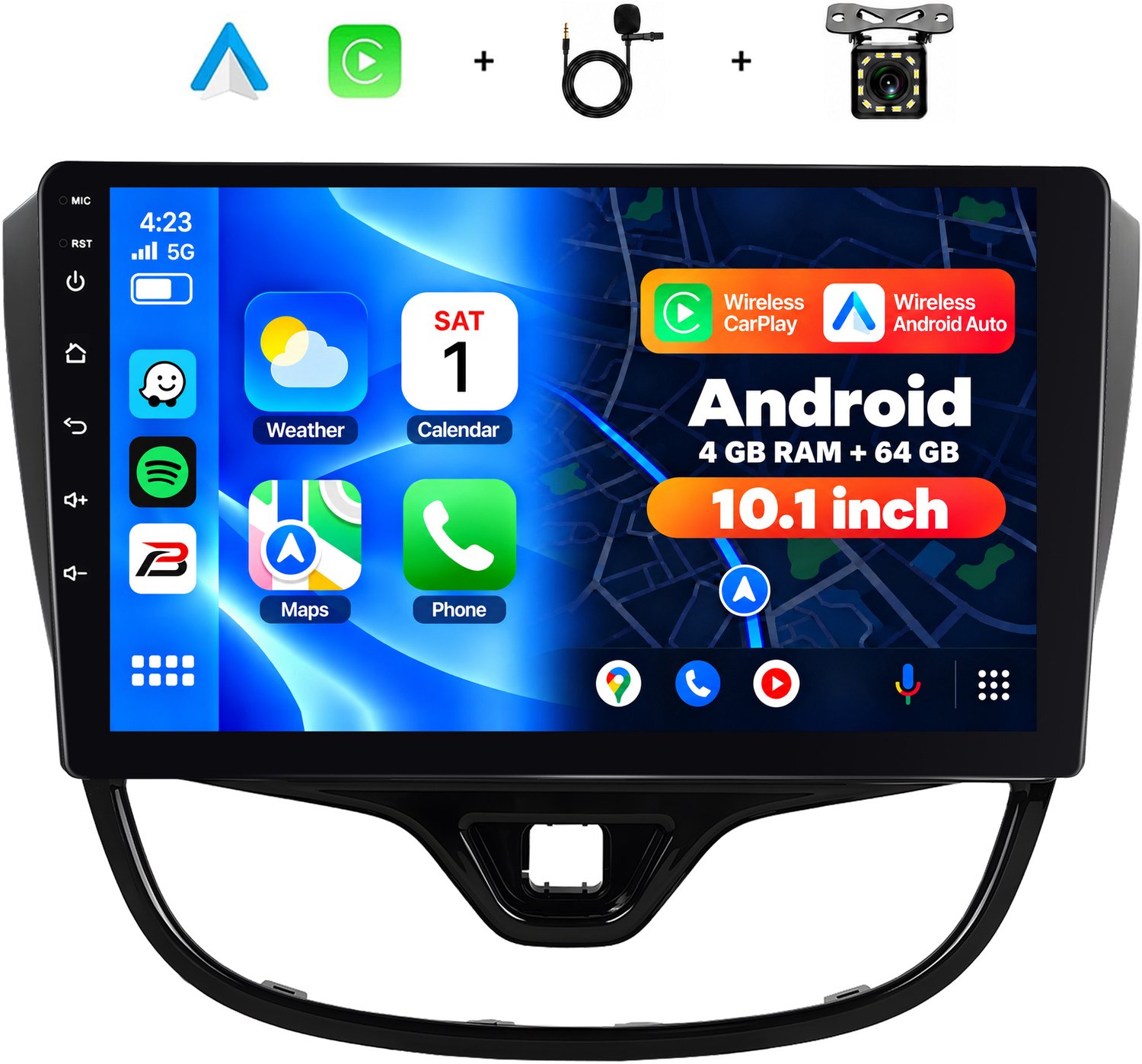 Boscer Autoradio - Geschikt voor Opel Karl (2017-2020) - Apple Carplay & Android Auto (Draadloos) - Android 15 - 4+64GB - 7 Inch HD Touchscreen - Navigatiesysteem - AHD Achteruitrijcamera & Microfoon