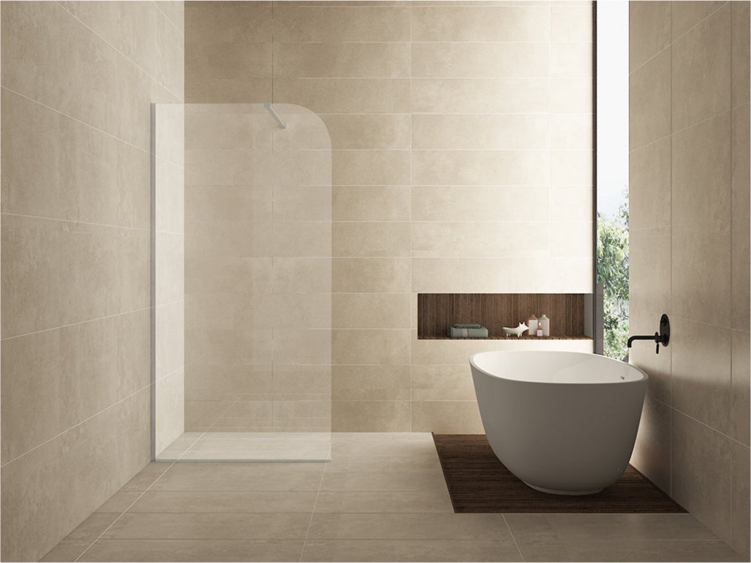 Wiesbaden Curvea Inloopdouche 100 x 200 cm - Nano Helder Glas