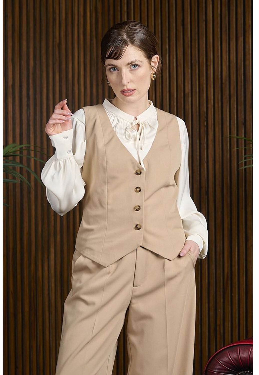 Banned - Selma Dames gilet - L - Beige