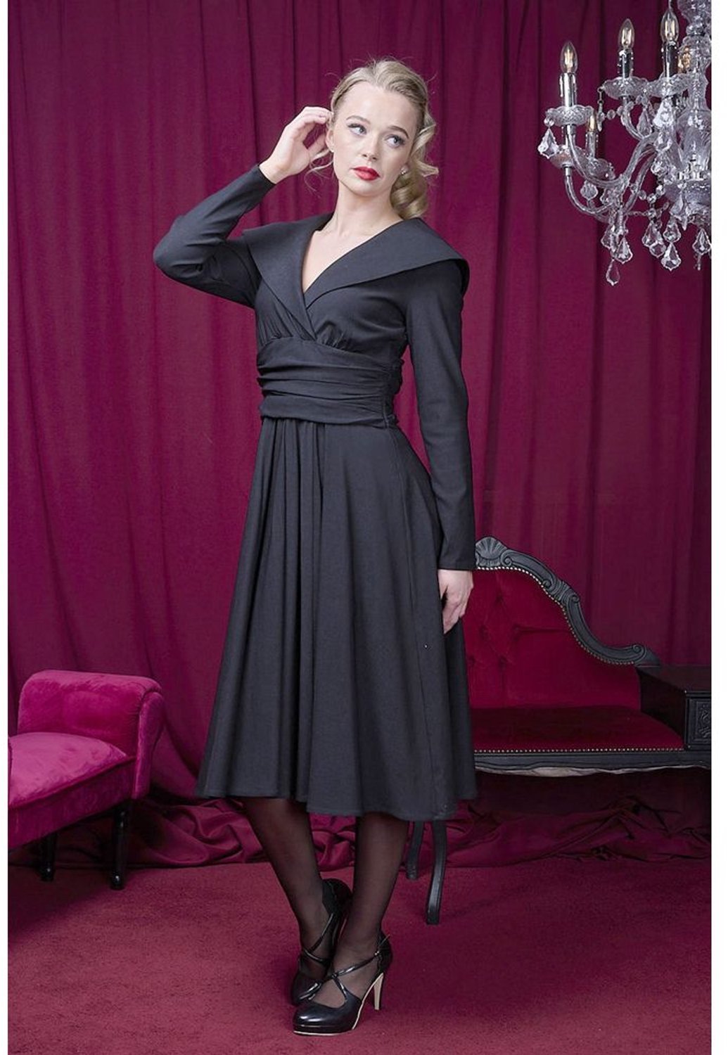 Banned - Carla Flare jurk - L - Zwart