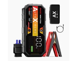 AutoXtreme Jumpstarter 12V voor Auto – 620CCA – Boost Mini 3750 – Starthulp met Forcestart, LED-scherm & Powerbank – Incl. Zaklamp & Opbergkoffer