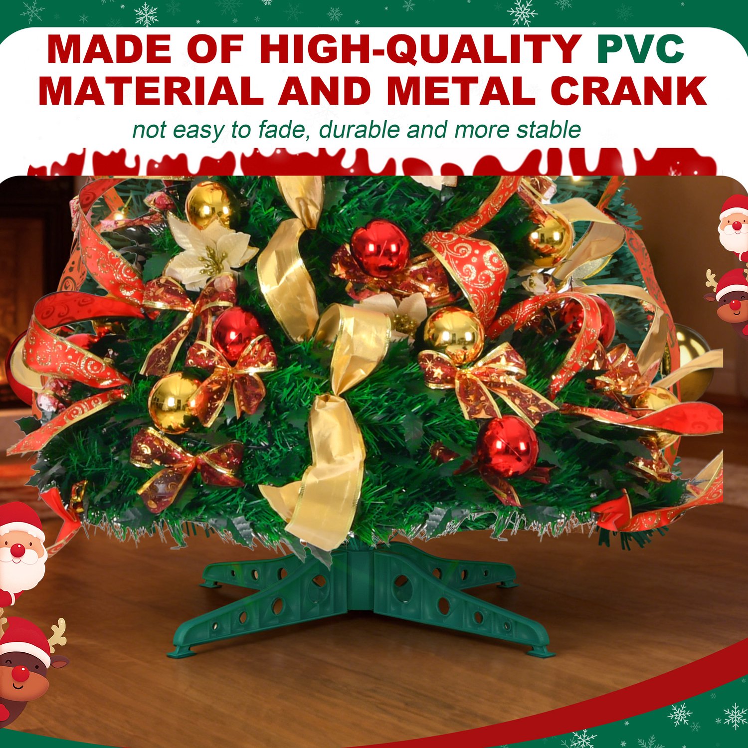 Pop-up Kerstboom 150 cm met 100 LED - 8 Lichtmodi - Rood & Goud - Inclusief Kerstballen & Linten - Opvouwbaar - NAIZY – foto 4