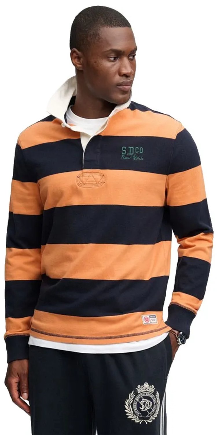 Superdry Vintage Athletic Stripe Rugbyshirt Relaxed Pasvorm Heren Tops Marineblauw