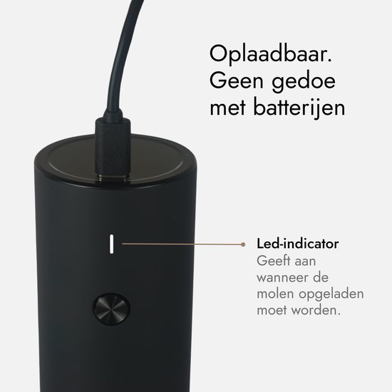 GOV Elektrisch Peper- en Zoutstel - RVS Regular - Oplaadbaar - Black Edition - Zwart - Pepermolen - Cadeau - Roestvrij Staal — cadeau in Kookcadeaus - foto 6