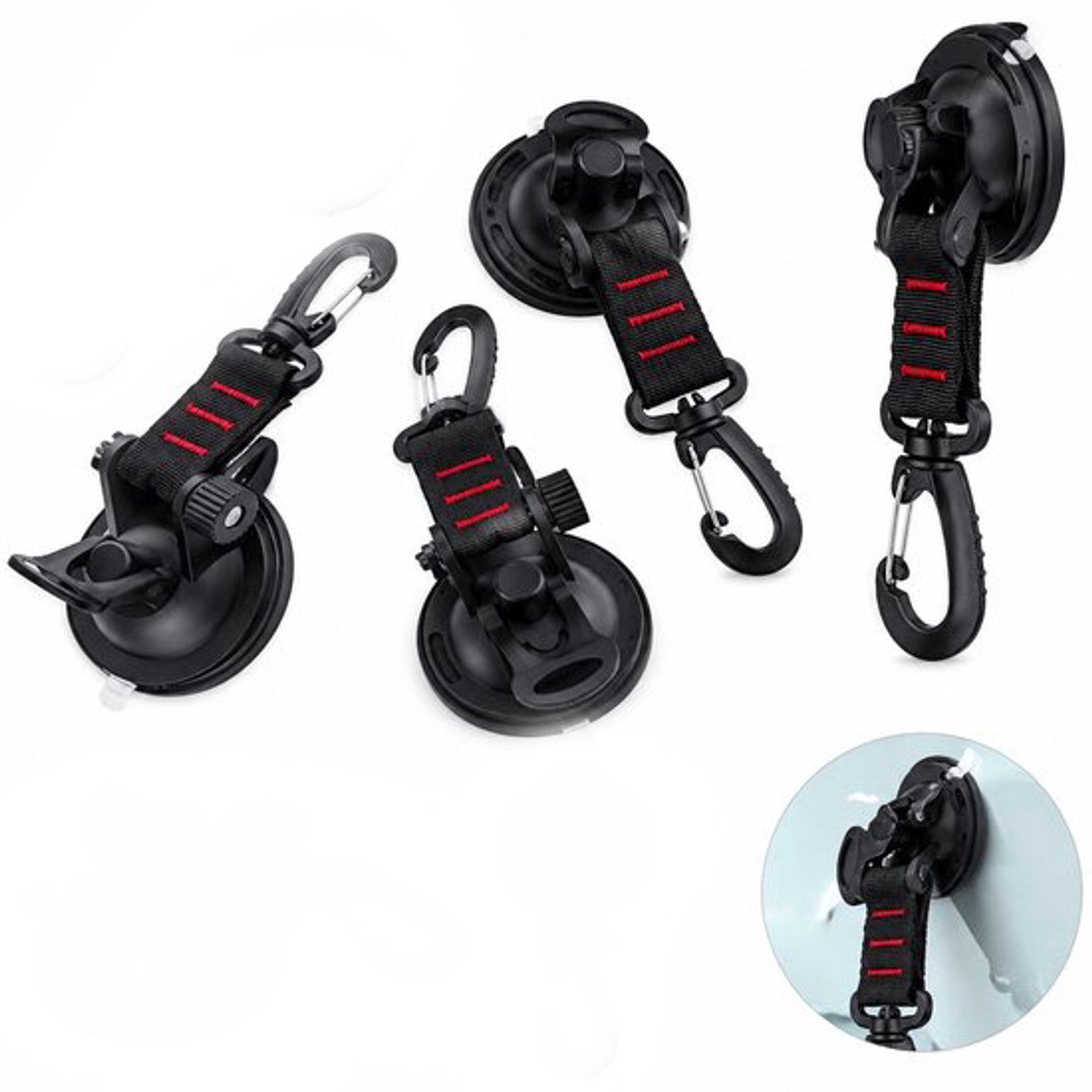 VHV - Zuignapankers - 4 stuks - Haken zuignap - Auto-montagehaak - Campingzeil - Zuignap accessoires - Supersterke zuigkracht - in en rond de auto