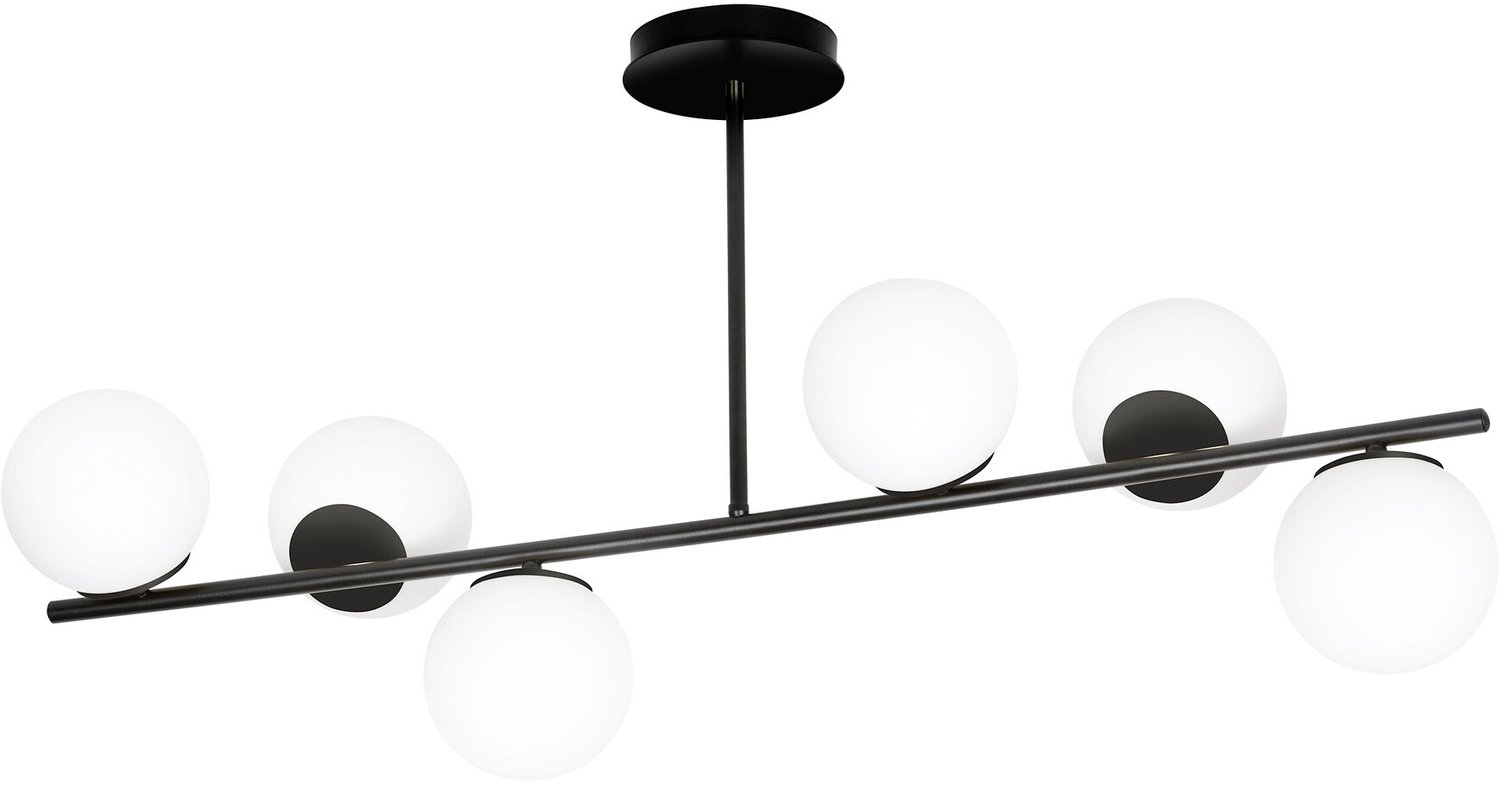 Emibig Odder hanglamp zwart met melkwitte bollen 6x E14 - Perfecte verlichting voor elke ruimte