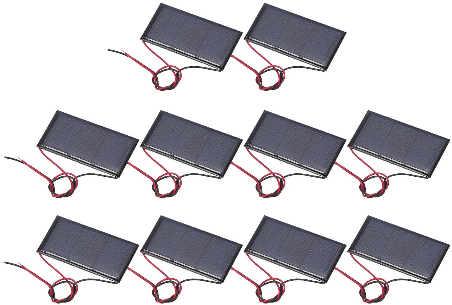 Mini-zonnepanelen 60 mm x 30 mm - polykristallijn - 1,5 V, 0,24 W - ideaal voor opladen van speelgoed - 10 stuks - ServiceTopper