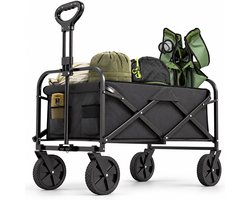 Avalo Bolderkar Opvouwbaar Compact - 80L en 90kg Draagvermogen - Bolderwagen met 360° Wielen - Zwart