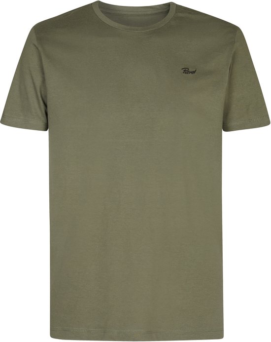 Lichtgroen t-shirt met korte mouwen en geborduurd Petrol Industries logo op de borst.
