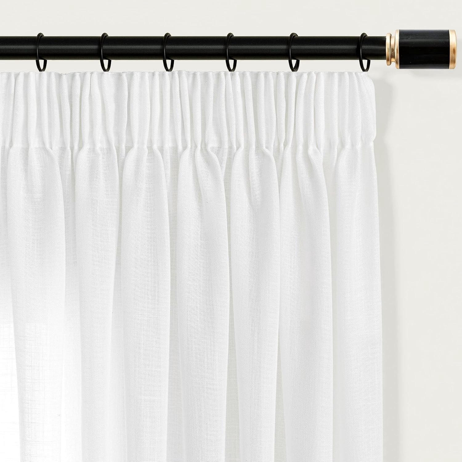 Gordijnen 225 x 140 cm - half-transparant - linnenlook - beschermt privacy - 2 stuks - Vemera