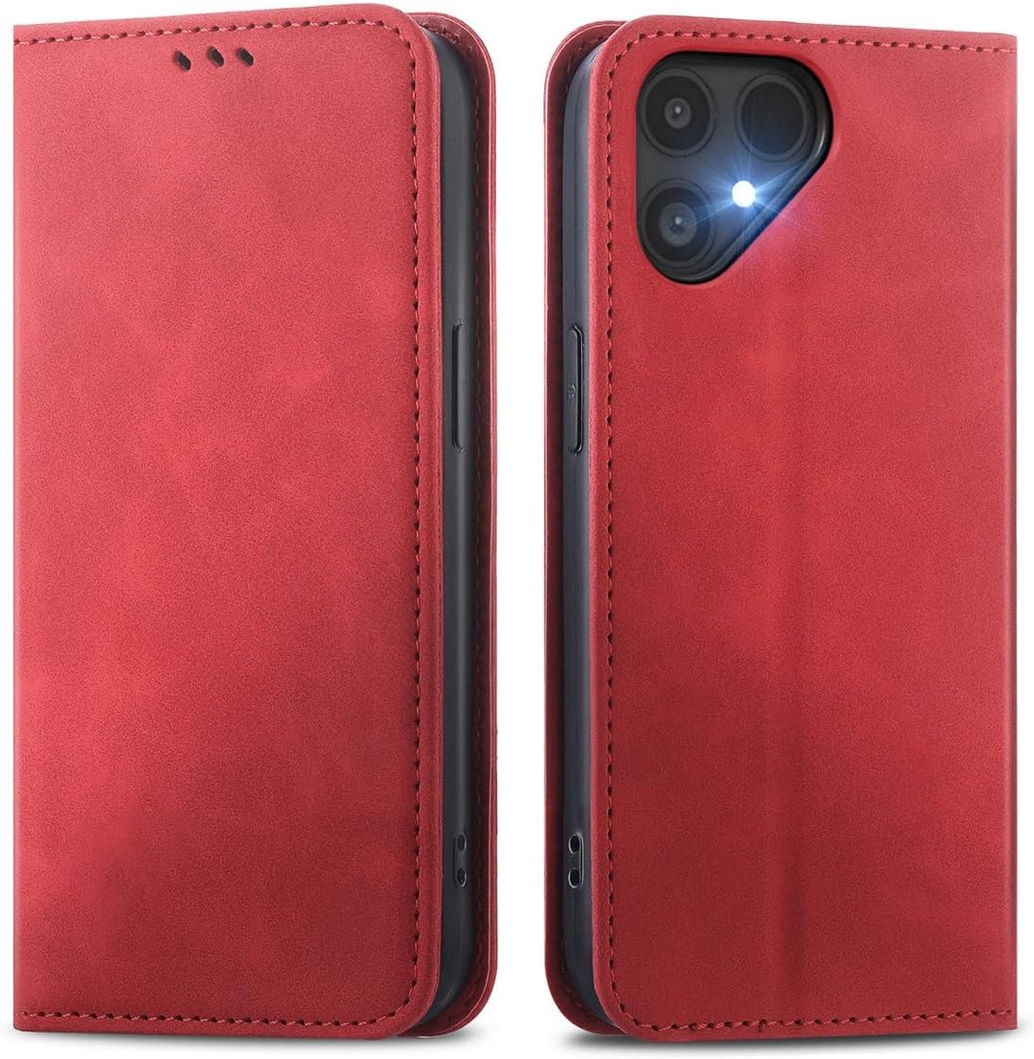Zandarix Hoesje Geschikt voor Fairphone Gen 6 / Gen 6+ - Book Case Hoesje - PU Leren Portemonnee - Magneetsluiting - Kickstand - Rood