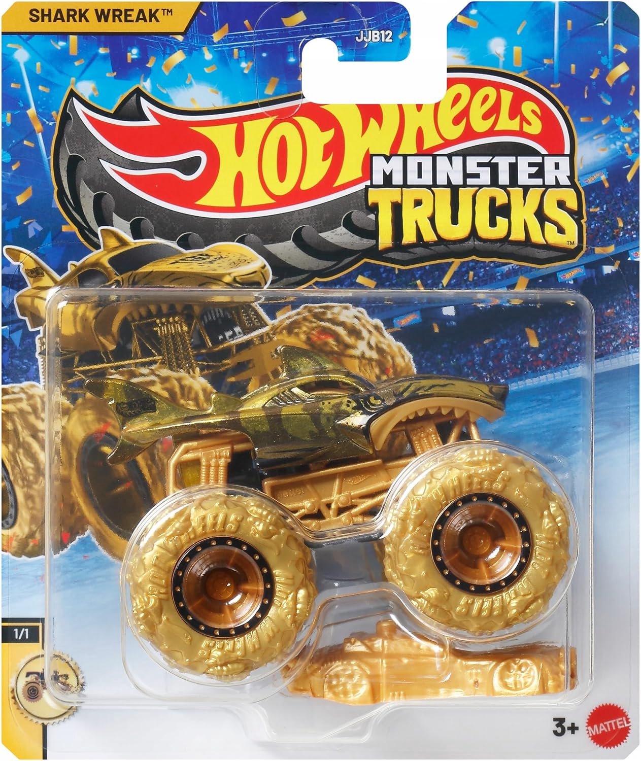 Hot wheels Monster Jam truck Shark Wreak Gold editon - monstertruck 9 cm schaal 1:64