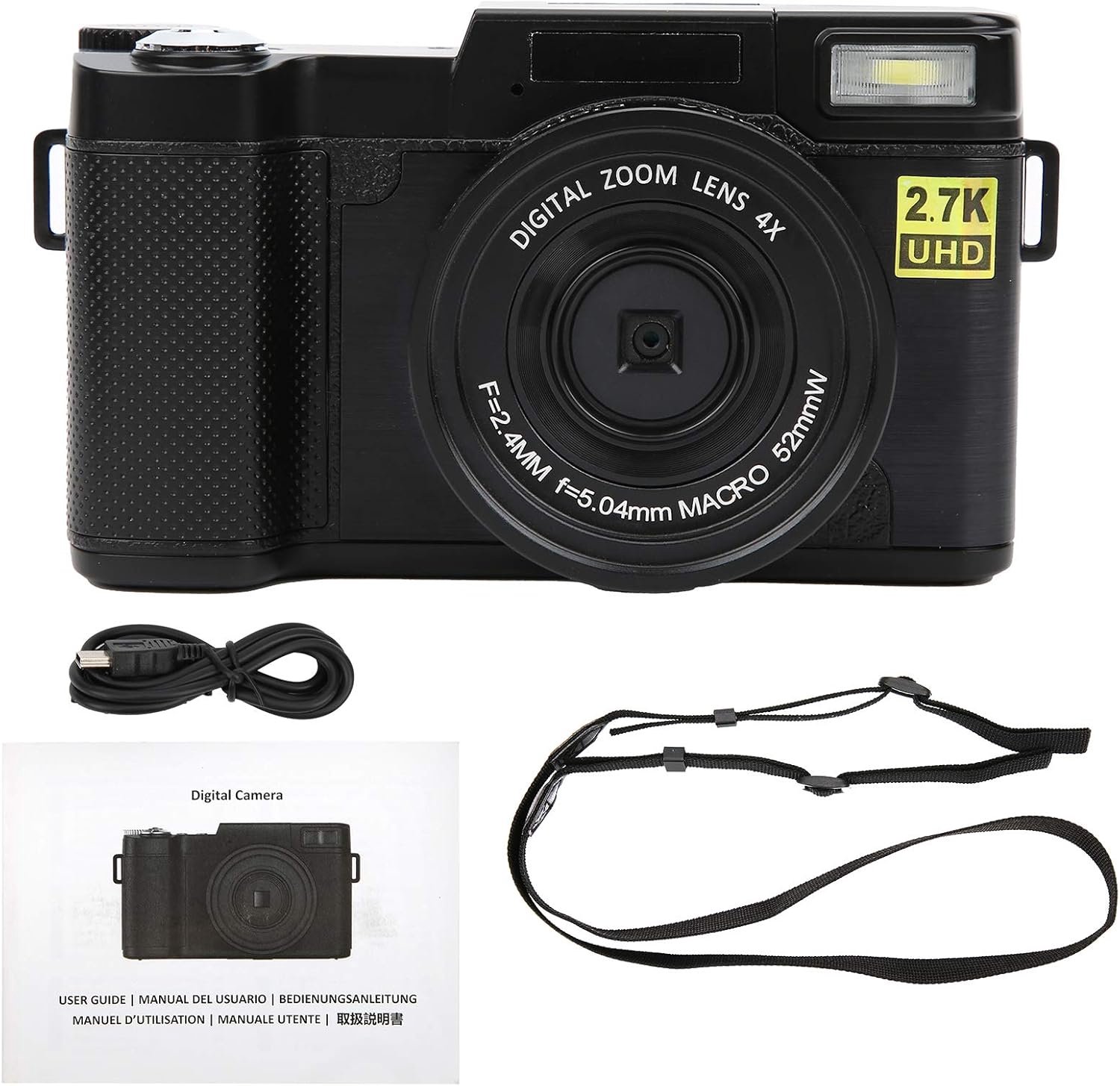 SnelShoppen - Wifi Digitaal Vlogging Camera 2.7K 48MP HD Fotocamera met 3 Inch Scherm, Oplaadbaar, 180° Rotatie voor Beginners, Ideaal voor Feest, Cam