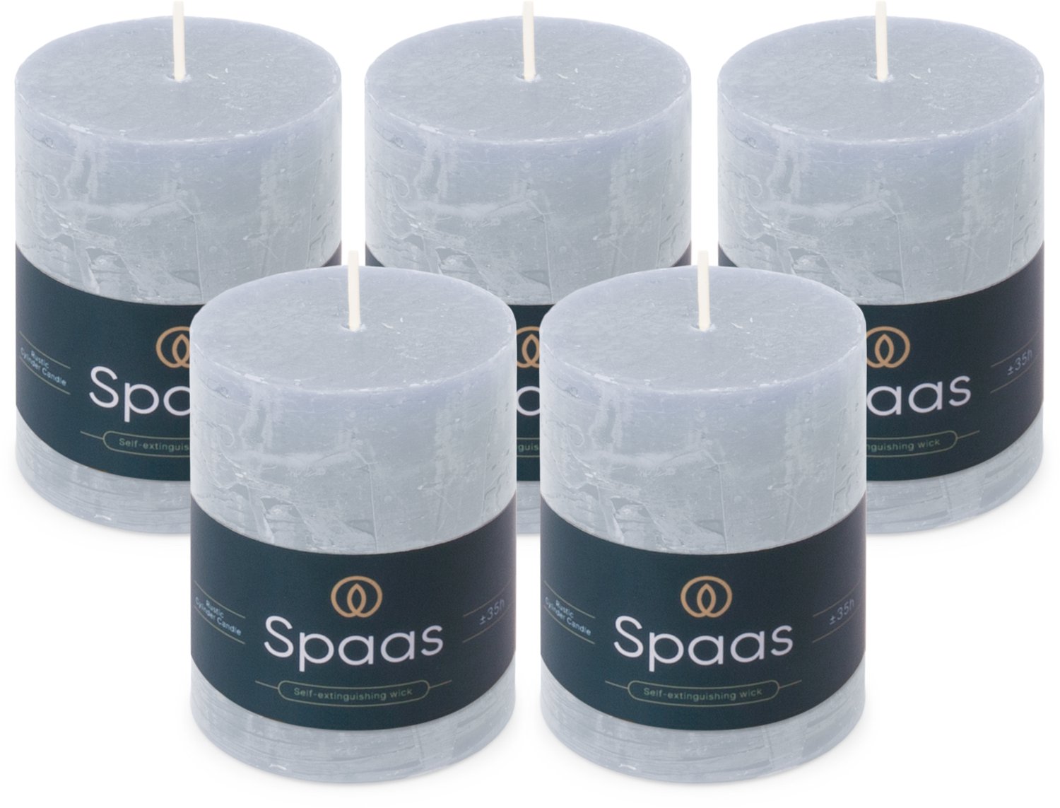 SPAAS Rustieke Stompkaarsen - Lichtblauw - 70/95mm - circa 35 uur - 5 kaarsen