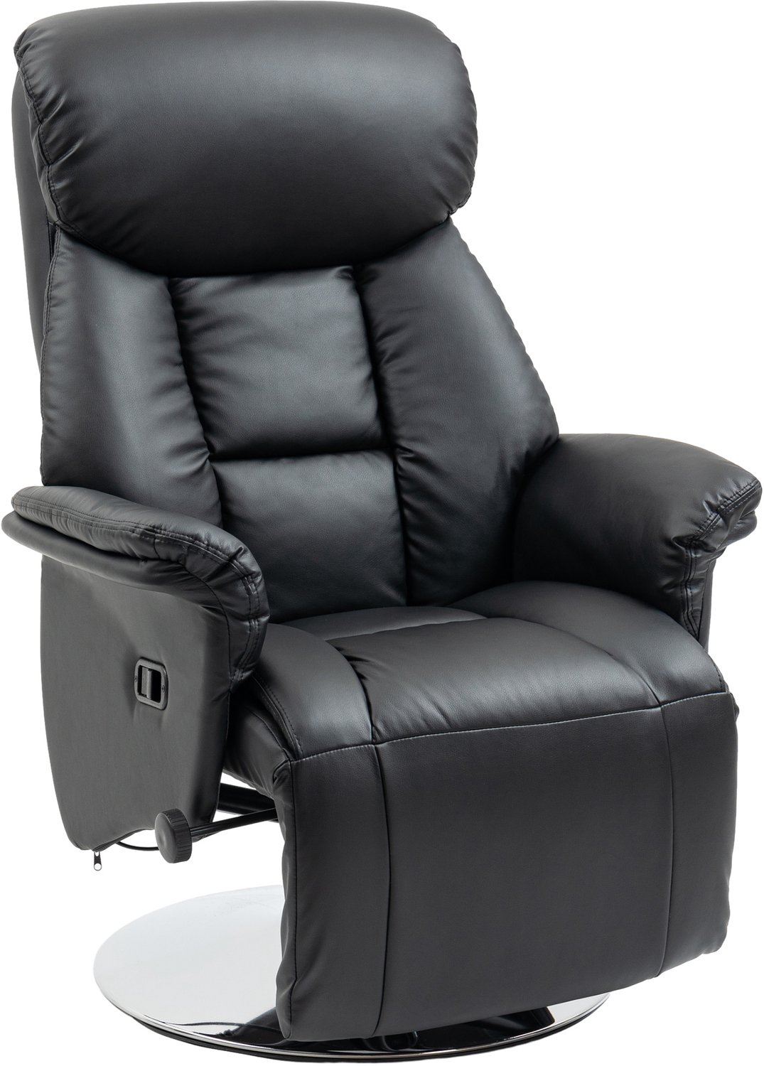 Homona Relaxfauteuil - Met voetensteun - 360° draaibaar en 130° verstelbare rugleuning - Kunstleer - 78 x 80 x 109 cm - Zwart