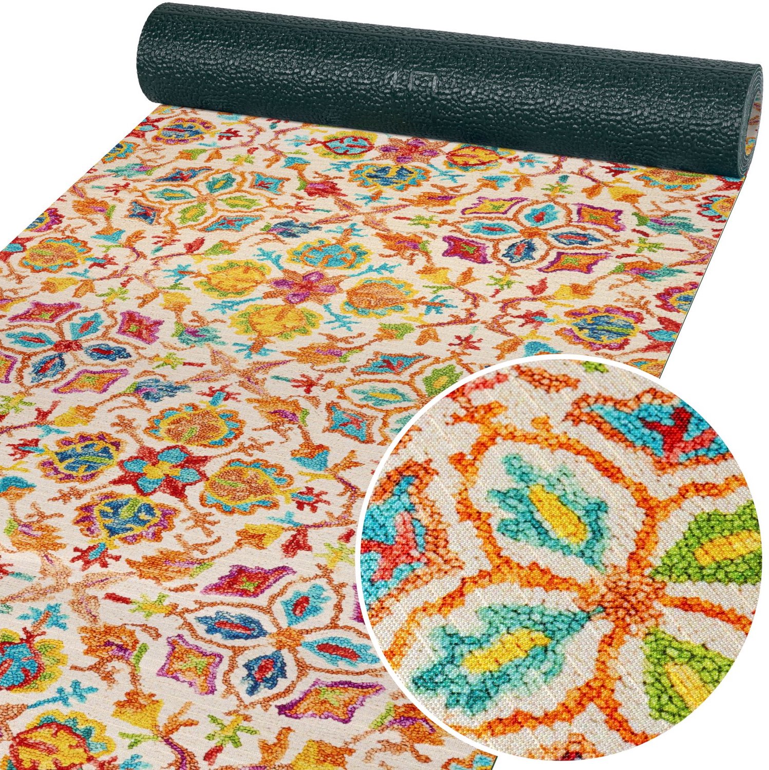ANRO Keukenloper Abbraccio Ornamenten Meerkleurig 180x52cm – Antislip Gangloper Tapijtloper 3 mm