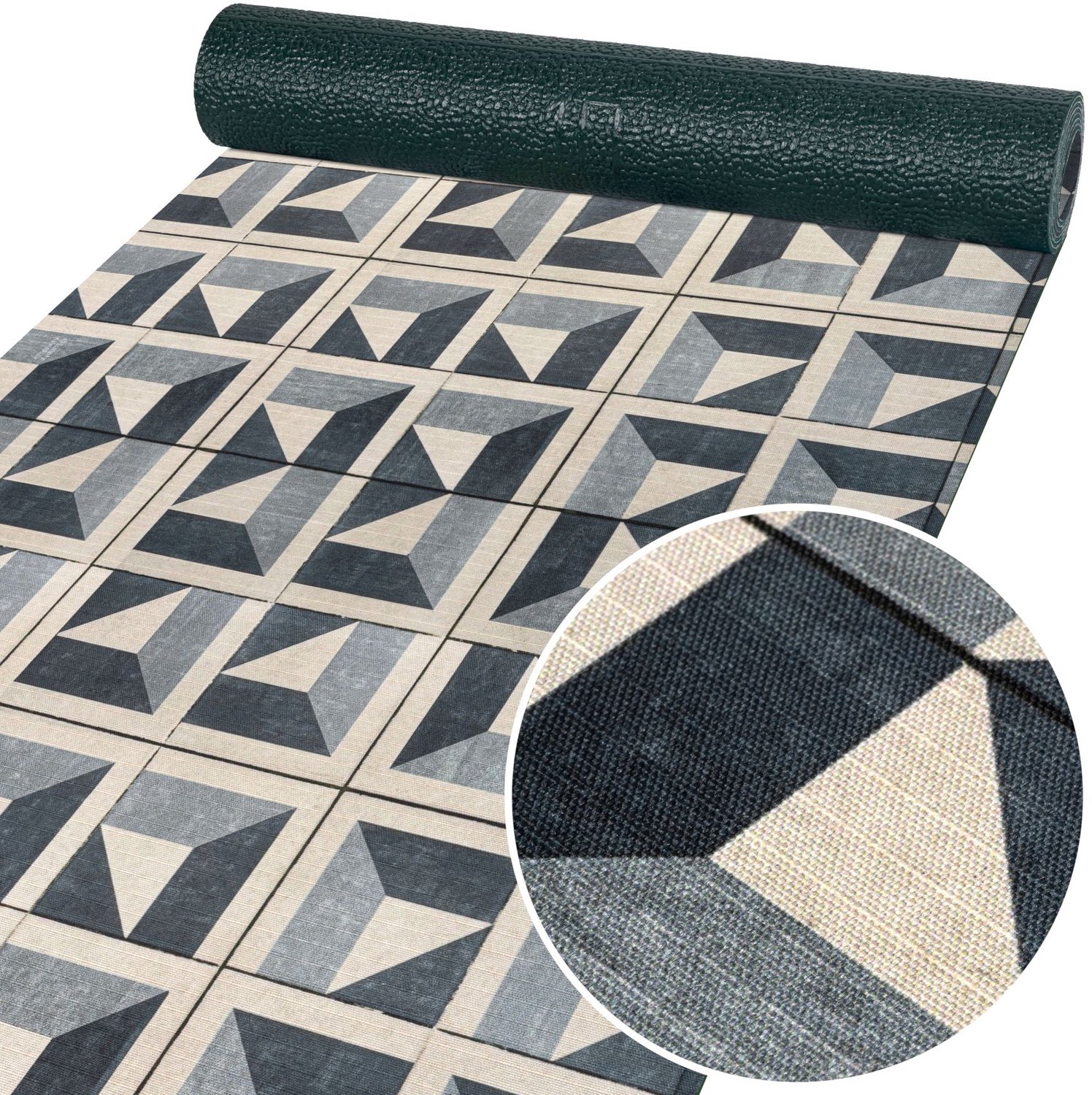 ANRO Keukenloper Amira Geometrisch Grijs – Antislip Gangloper Tapijtloper 3 mm Laagpolig, foto 7