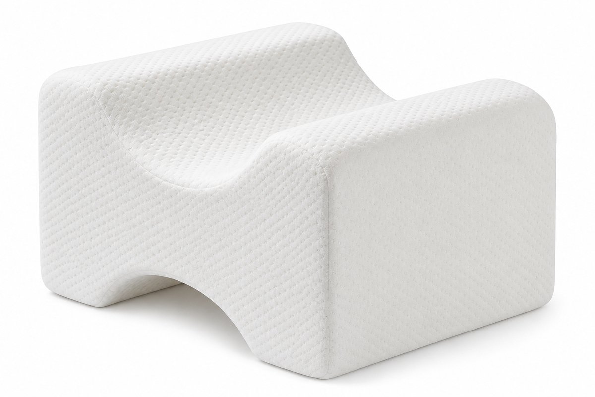 Swissbedding Kniekussen – Ergonomisch Visco Traagschuim – Memory Foam Beenkussen voor Zijslapers – Ondersteuning Knieën, Heupen & Bekken – 25x19x14 cm