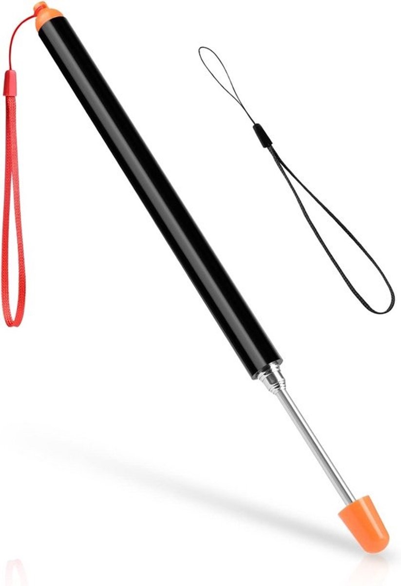 Uitschuifbare aanwijzer - 120 cm - Telescopische stang - Roestvrij staal - Met lanyards voor whiteboard en presentaties