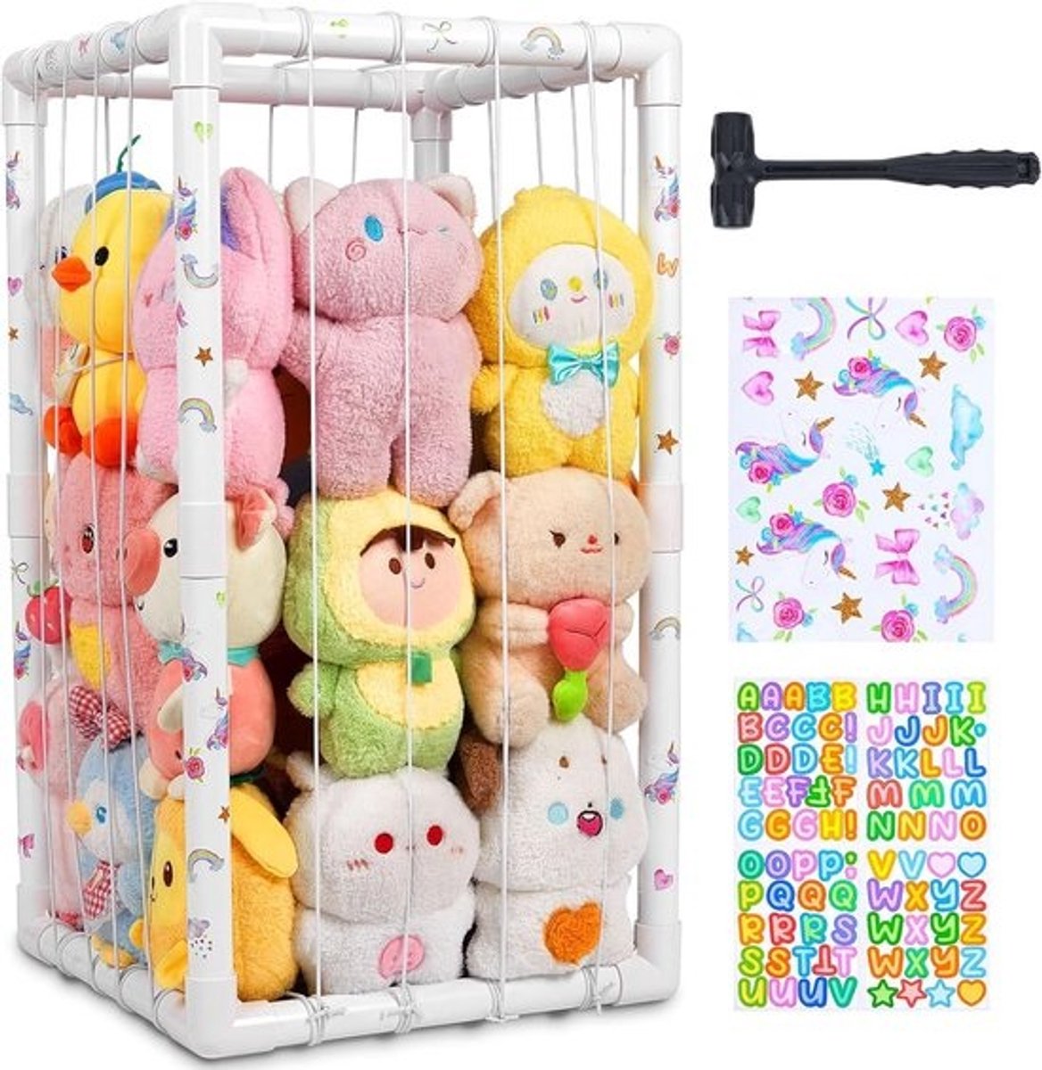 Knuffelopberger - Speelgoedkast - Voor het organiseren van de kinderkamer - Ruimtebesparend - verticaal - 41 x 41 x 148 cm - Wit
