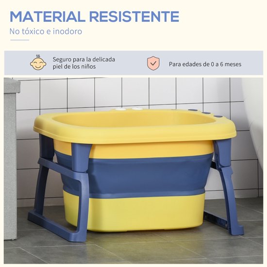 Badkuip - babybadkuip - kleine badkuip - opvouwbare badkuip - met antislippootjes - grote inhoud - draagbaar - duurzaam - badkameraccessoires - geschikt voor kinderen, badkamer, wassen (blauw, 75,3*43 cm) — afbeelding 5
