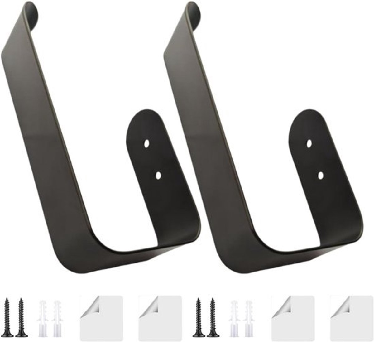 Metalen raamhouder - Clips voor gordijnen - Om de ruimte te verlichten - Slank, modern design - Ca. 16.5 x 8 x 4 cm - Zwart