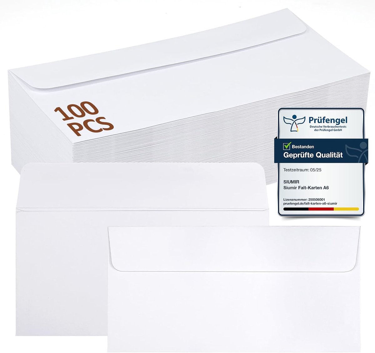 Envelopes, Pack of 100, DIN Long, 220 x 110 mm, Strong Paper, 120 g/m², White Envelopes, Stable Adhesive Without - ShopVlot