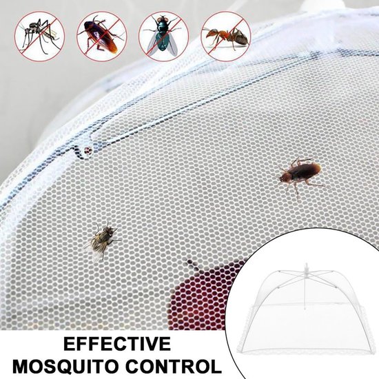 Pack of 4 Folding Net Cover Foldable Food Lid for Outdoor Kitchen Food Lace Trim Prevent Fly Insects White 32 x 32 cm - ShopVlot — afbeelding 3