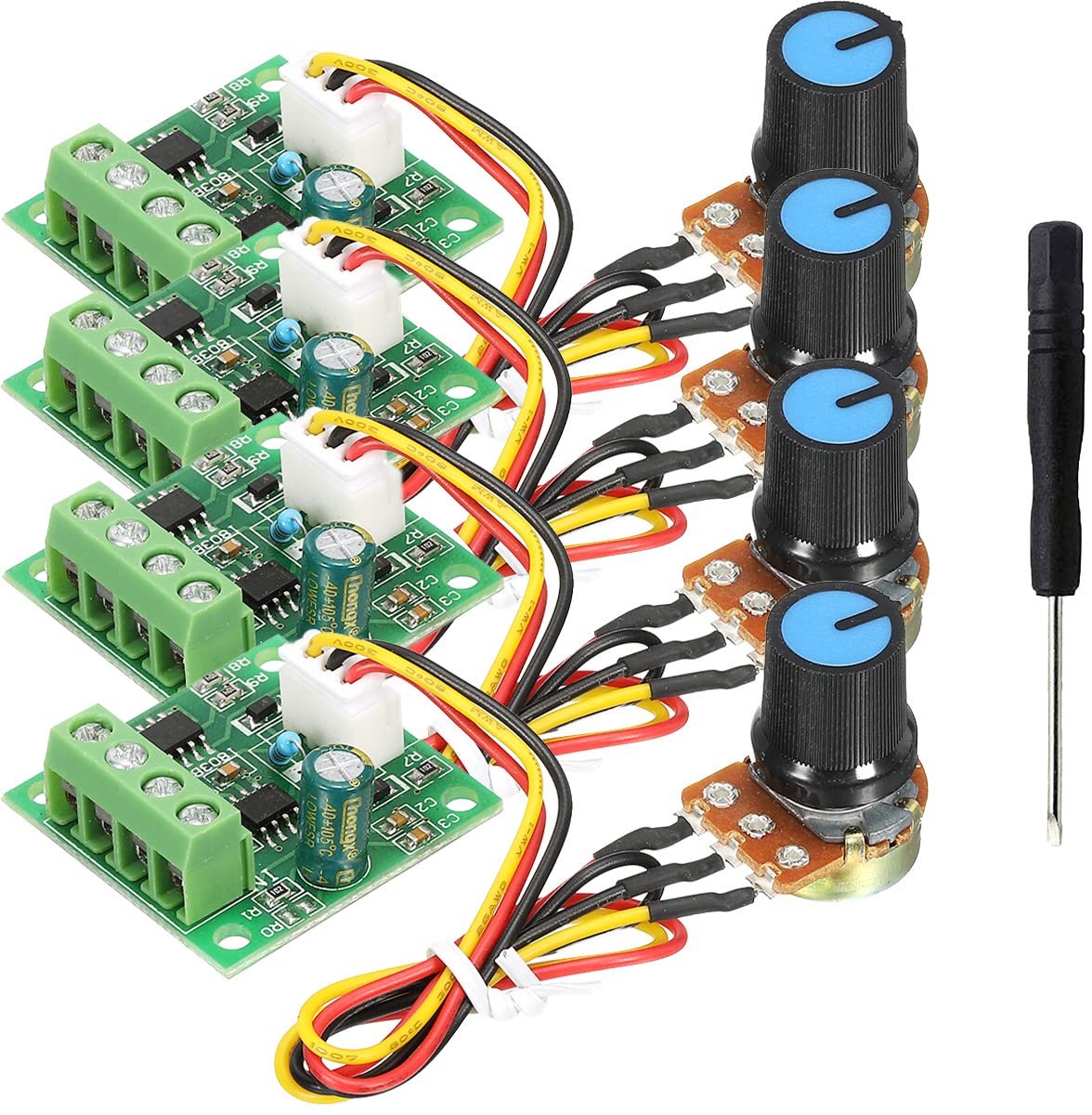 4pcs DC PWM Controller DC Motor Speed Controller Module 1.8V to 15V 2A Rotary Potentiometer Speed Control 1803BW B100K - ShopVlot