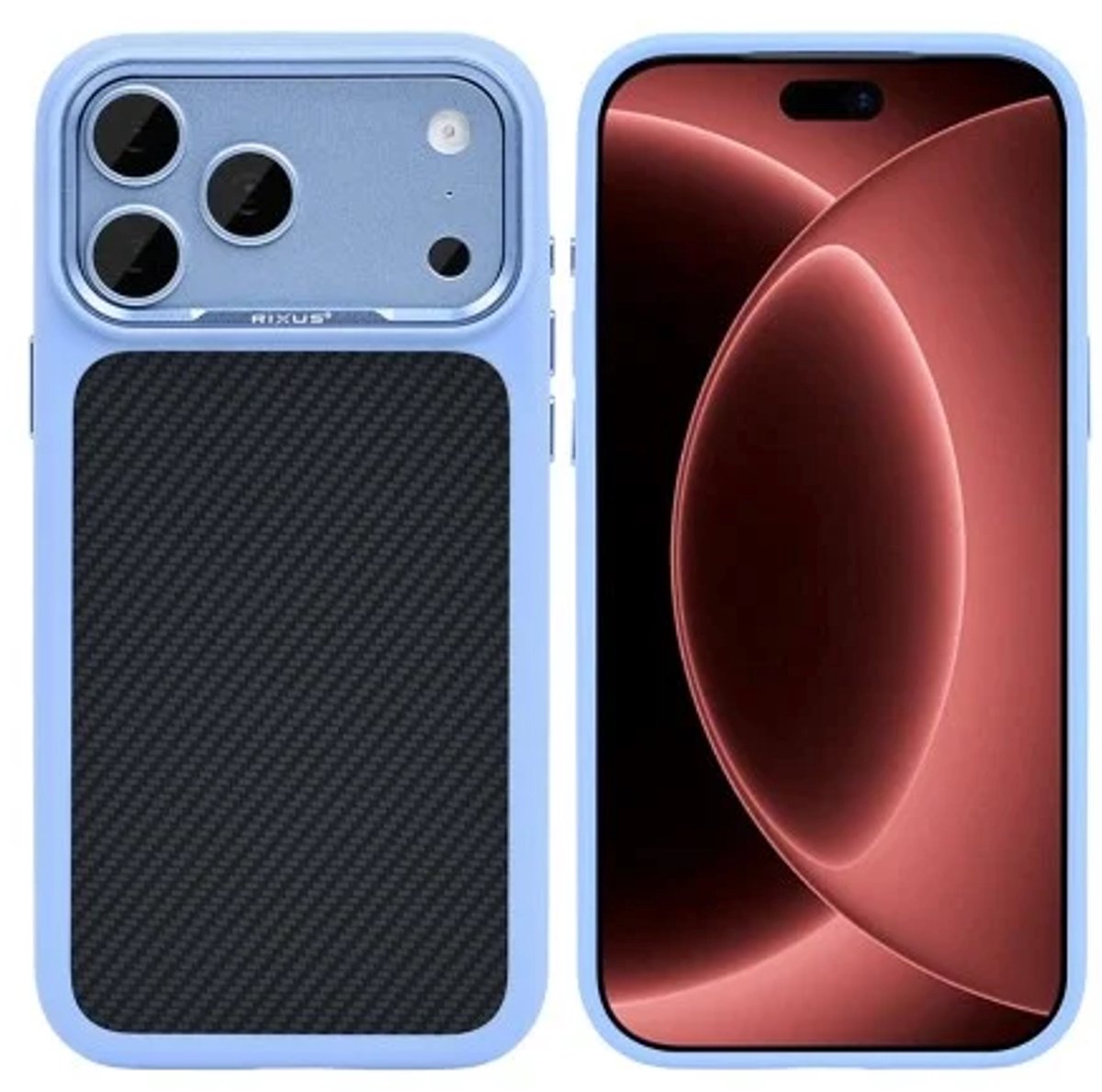 Rixus Mag Carbon With MagSafe Compatible For Apple iPhone 17 Pro, 18 Pro Light Blue