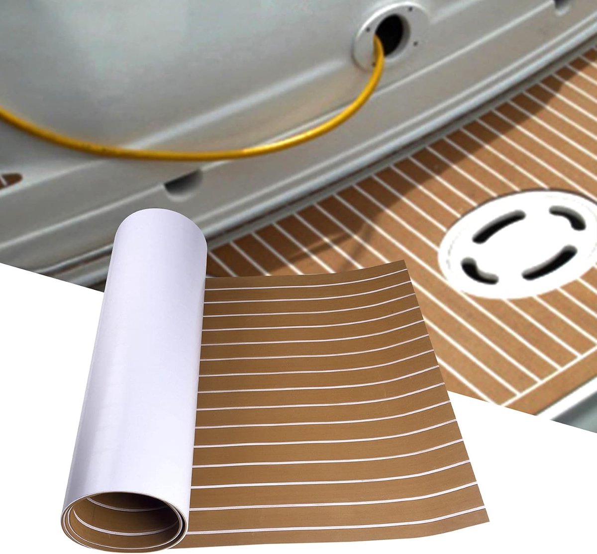 SenMore Boat Flooring Teak EVA Foam Faux Self Adhesive Non-Slip Teak Decorative Board, Used for Yacht Kayak Sailing RV - ShopVlot