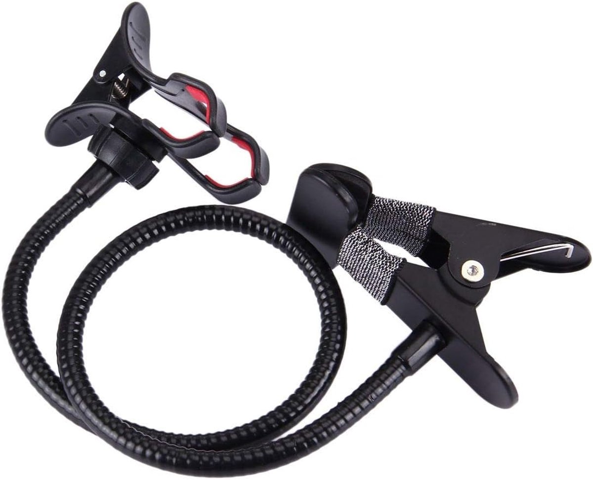 Metalen lange arm luie beugel houder met telefoonklem en bureauclip. Multifunctioneel: desktop, bedhoofdeinde, auto, Sofa. voor Sharp Junior 2 - Zwart