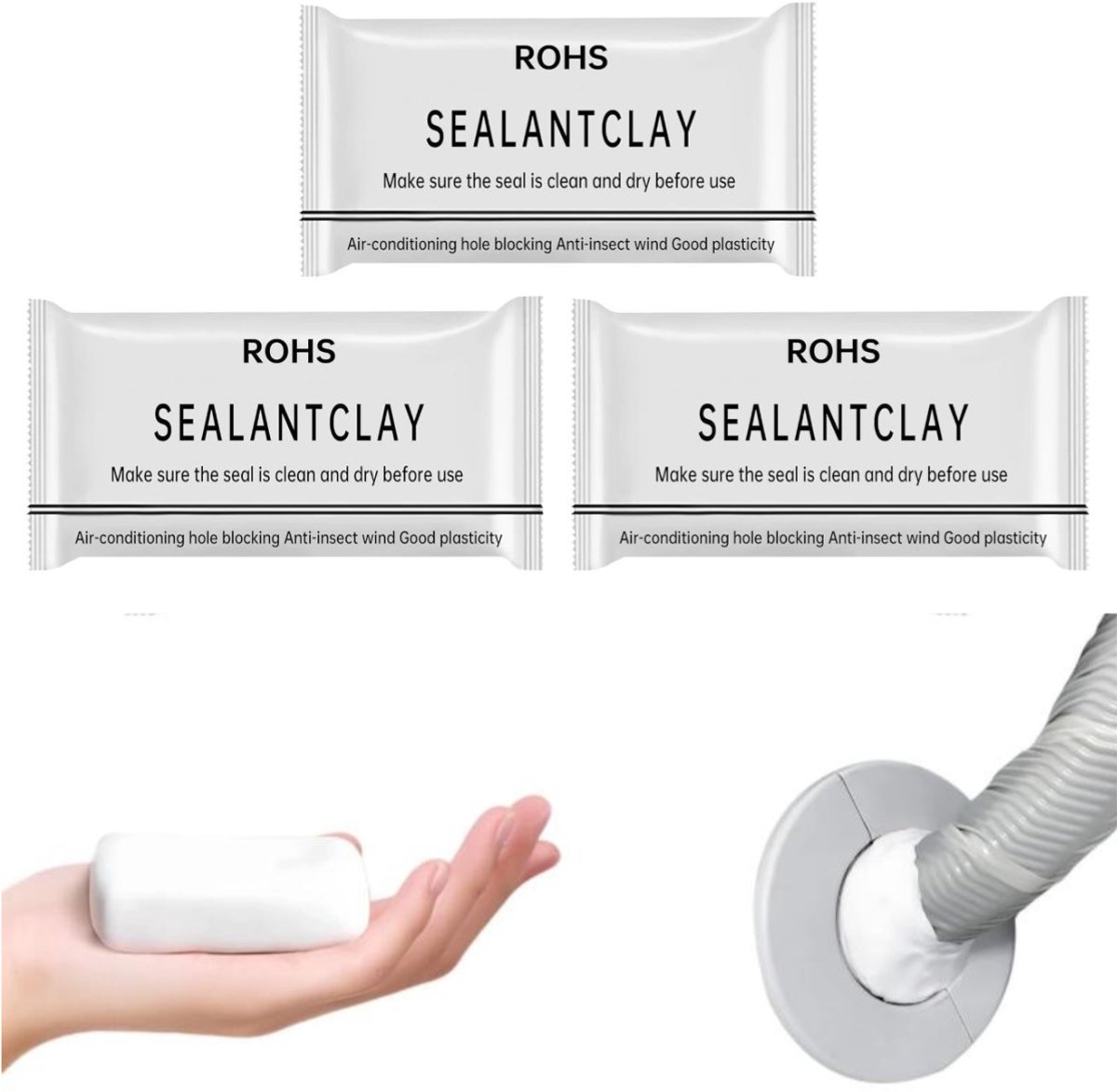 Waterdichte afdichtingskit – waterdichte reparatieklei – voor de snelle reparatie van afvoerbuizen en gaten in muren - 30 g/stuk × 3