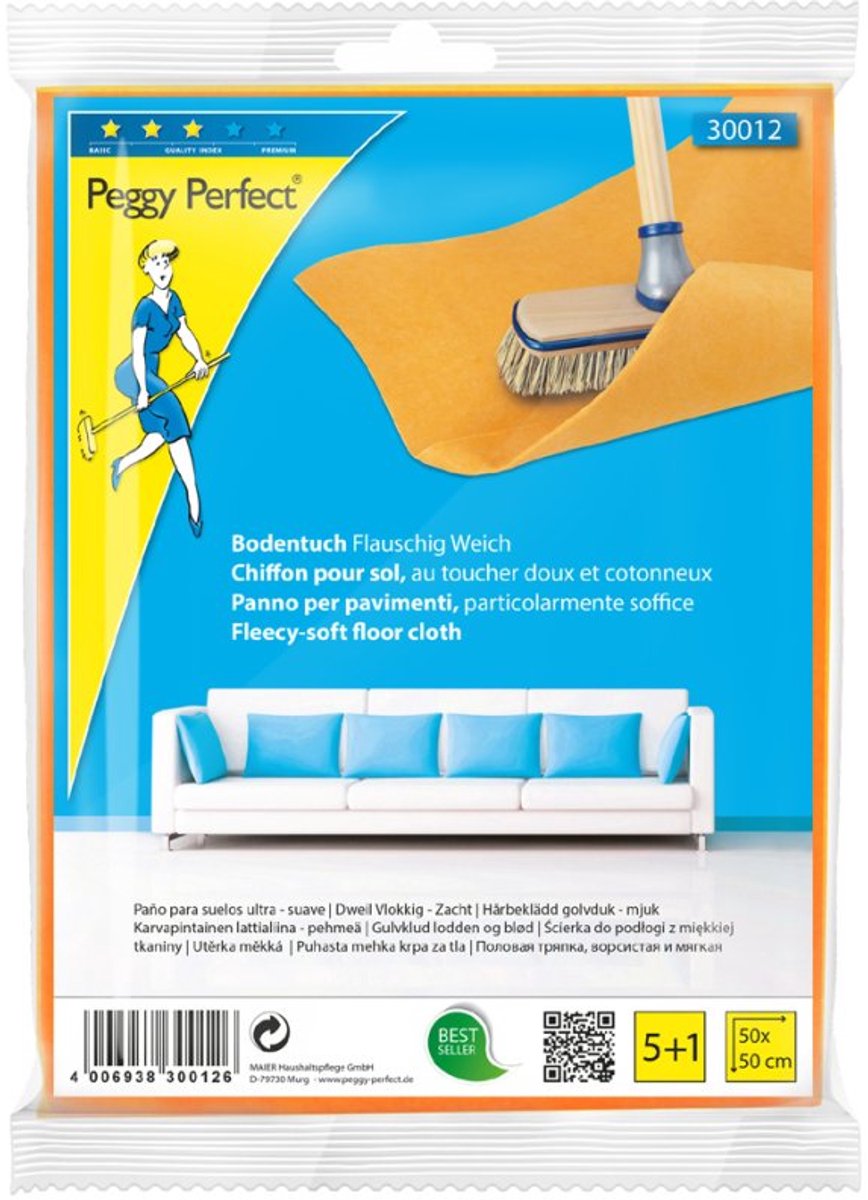 Peggy Perfect vloerdoeken zacht, oranje, 50×50 cm, 6 stuks