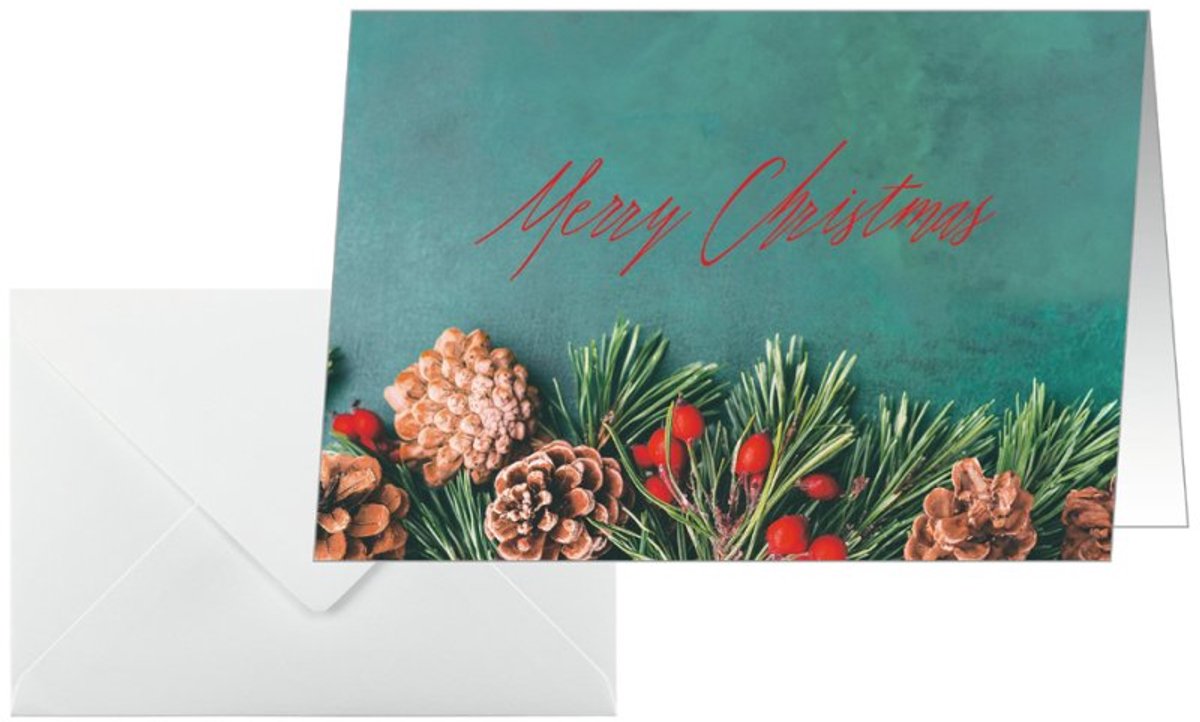 sigel kerstkaart Green Christmas, A6 liggend, 25 kaarten + enveloppen