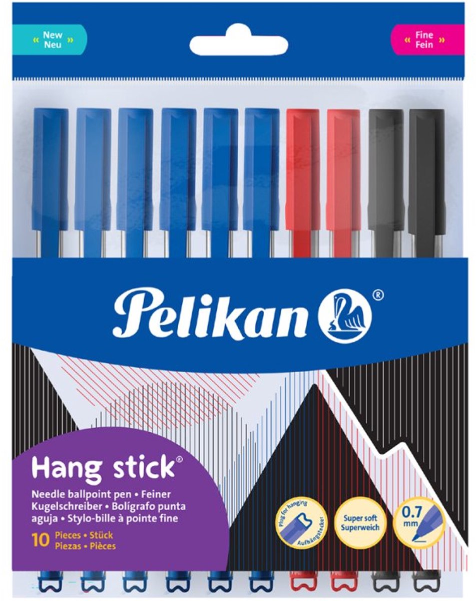 Pelikan balpen Hang Stick, 0,7 mm, zwart, 4 stuks