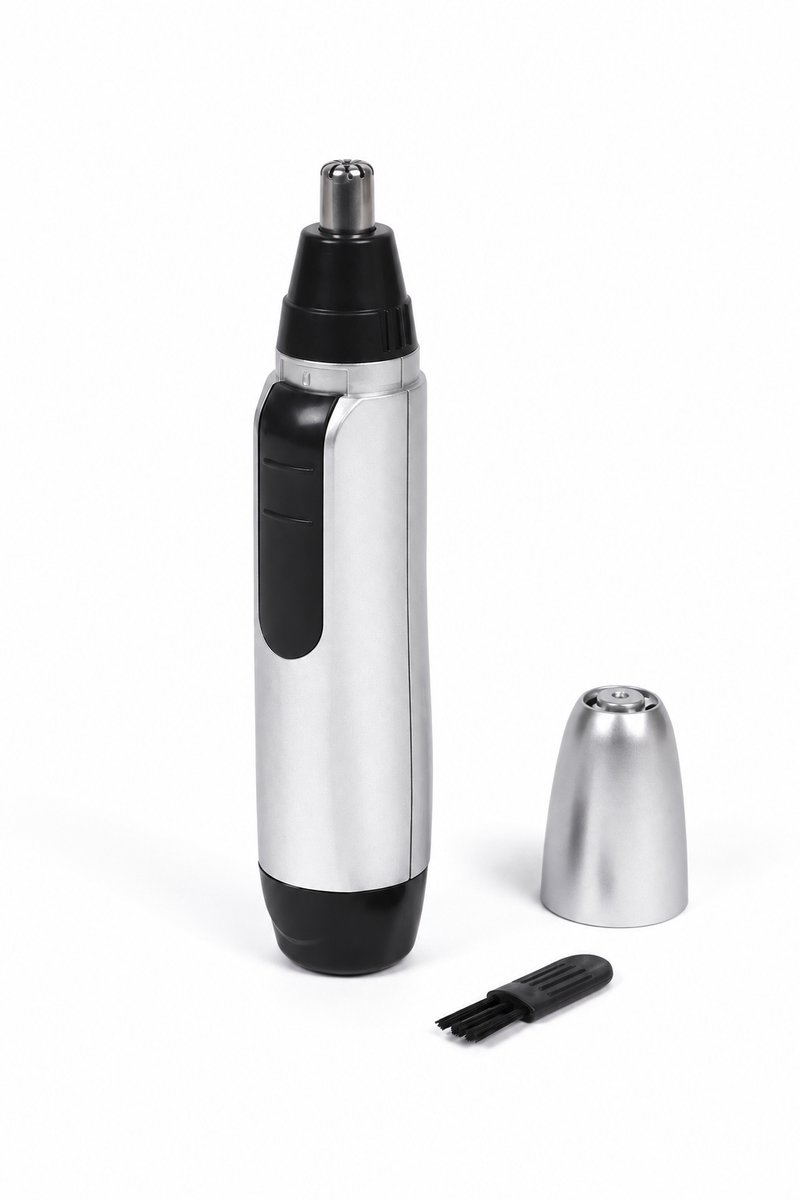 Hoogwaardige Unisex Neustrimmer | Oortrimmer / Wenkbraunwtrimmer | Multifunctioneel Scheerappraat | Incl. Mini Borstel - Zilver