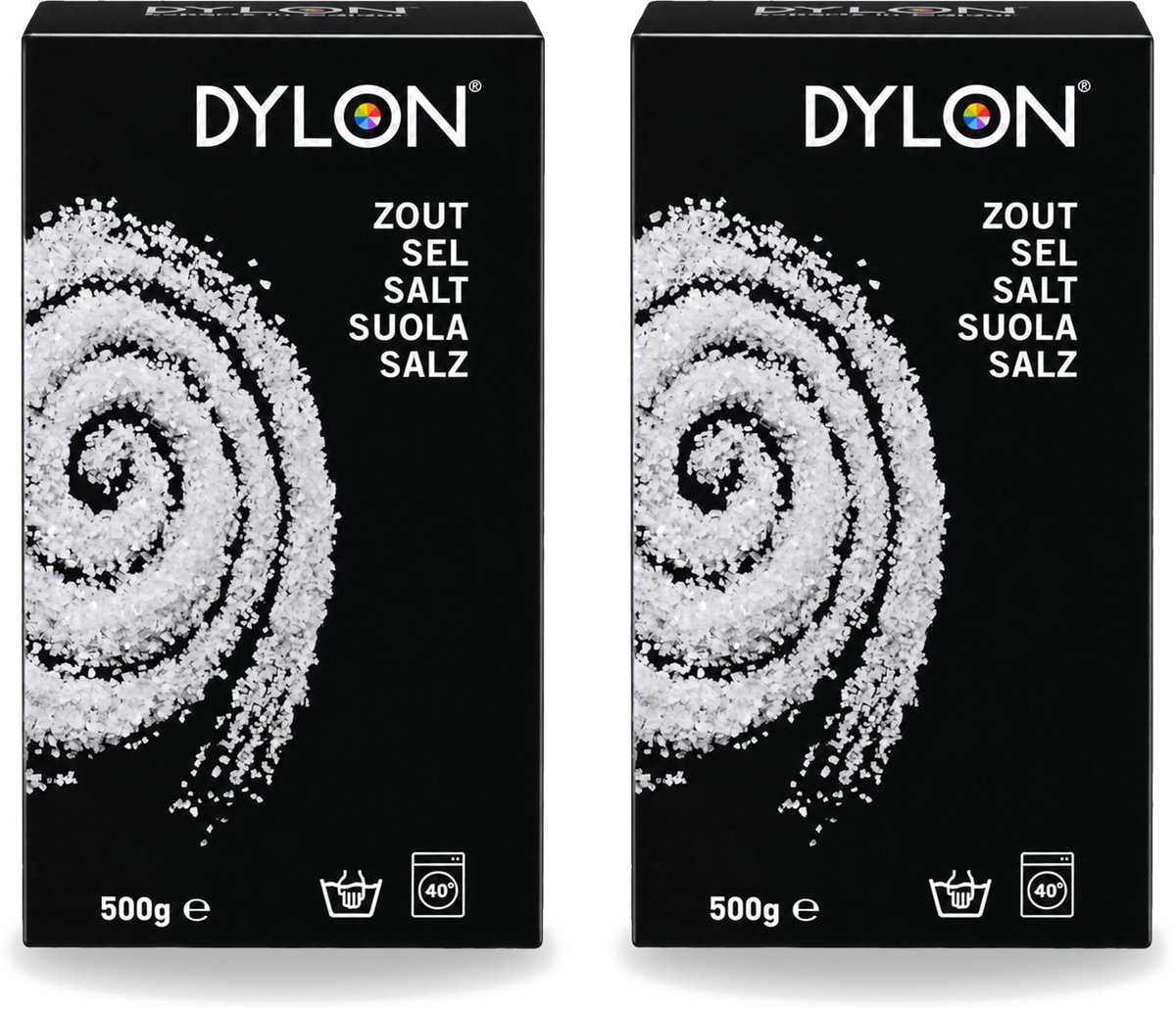 2 x Dylon - Zout - Voor Handwas Textielverf - Optimale Kleurresultaten - 500g - Voordeelverpakking - 2 stuks