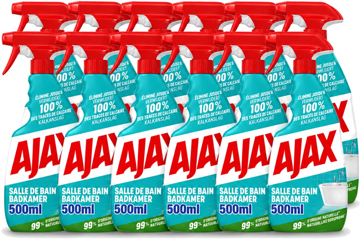 12 x Ajax – Badkamer Spray – 500 ml - Voordeelverpakking - 12 stuks
