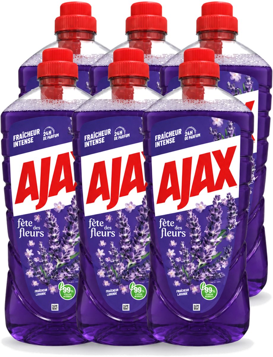 6 x Ajax – Allesreiniger – Lavendel – 1,25 L - Voordeelverpakking - 6 stuks